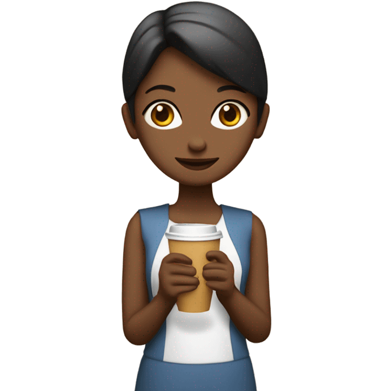 Una muñeca tomando cafe emoji