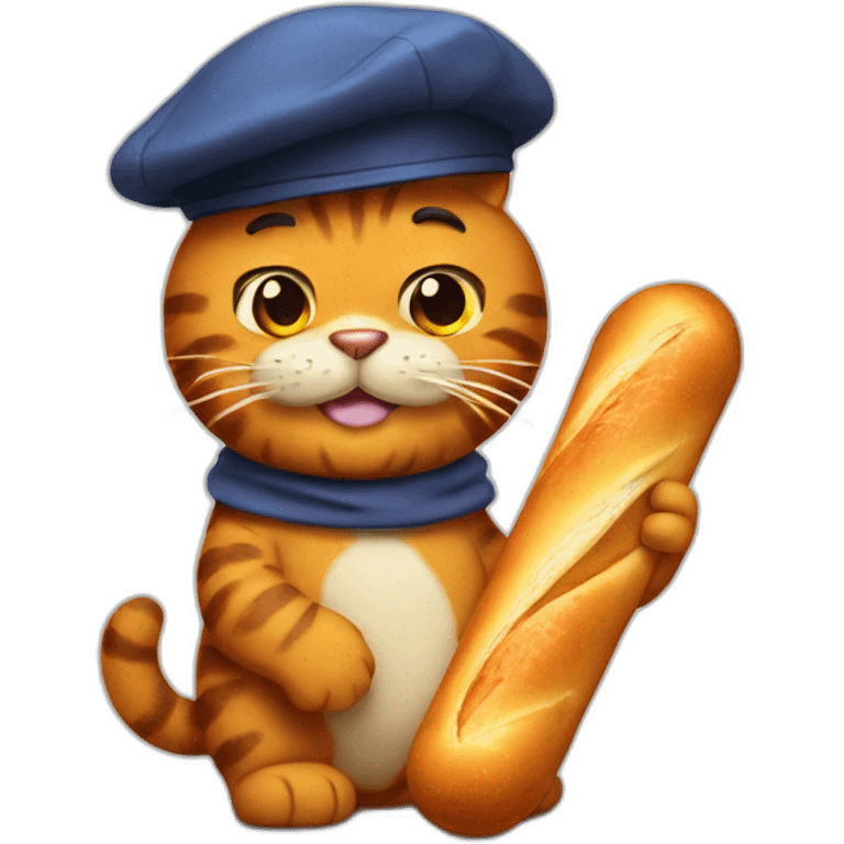 Garfield with a beret and baguette emoji