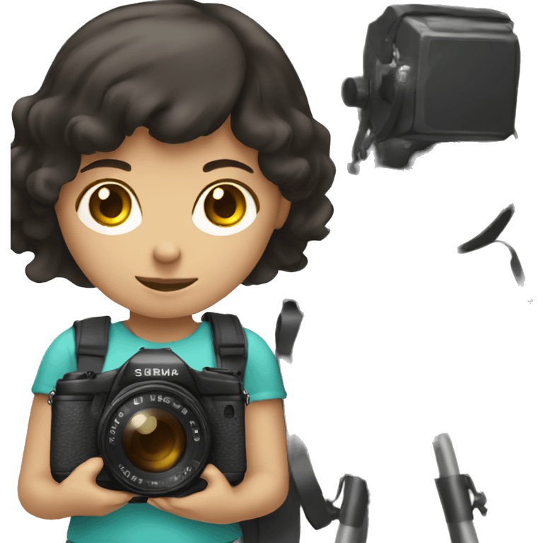 a girl with dark hair and a camera emoji