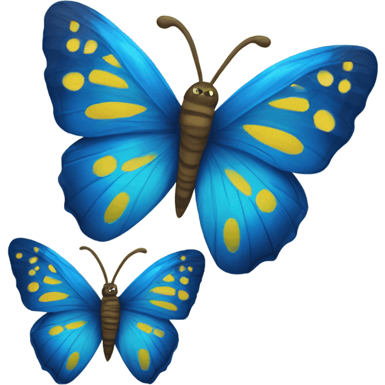 Blue butterfly and yellow butterfly  emoji