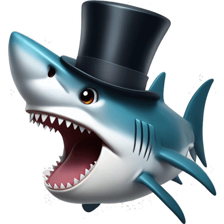 shark laughing wearing a top hat emoji