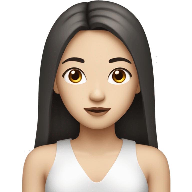 girl with white skin asian with black eyes and light brown straight long hair with rings in ears emoji