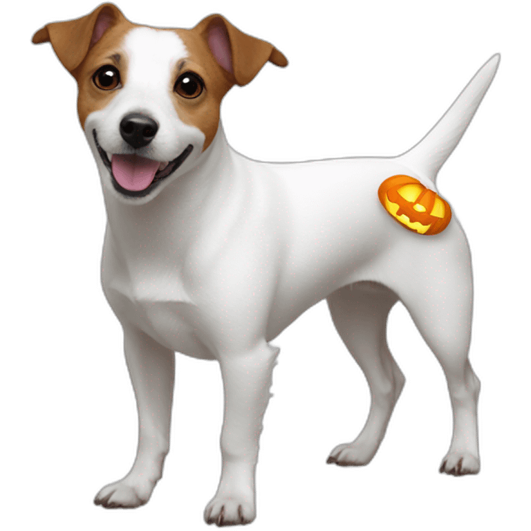 White jack Russell ready for halloween emoji