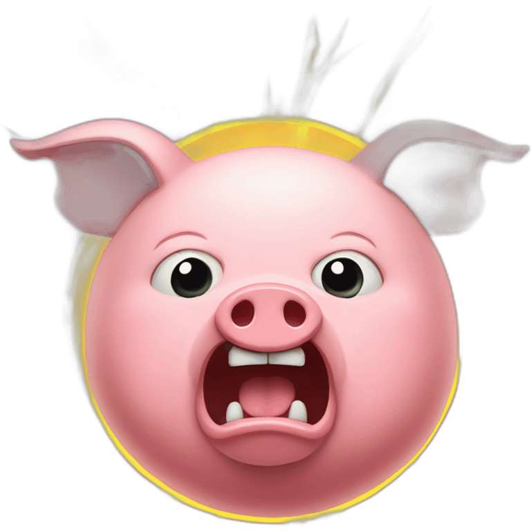 pig angry with lightning background emoji