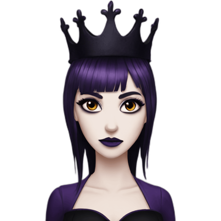 Elissabat-with-bangs-long-hair-dark-purple-and-black-vampire-goth-makeup-crown-pinkeyes emoji