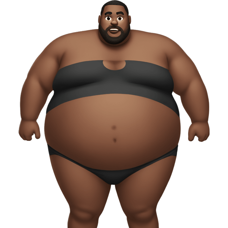 Blac Fat guy wear big swimsuit  emoji