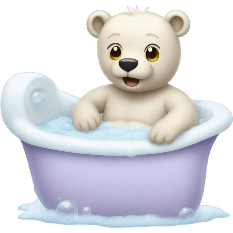 Pale bear taking a bubble bath  emoji