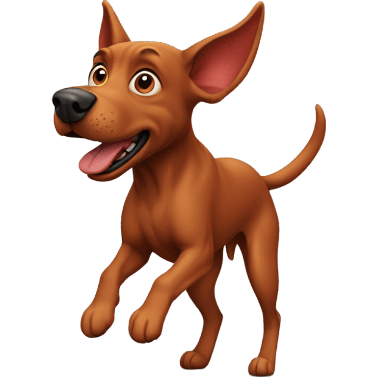 solid red dog with pointed ears running emoji