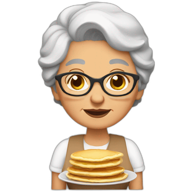 Granny with pancakes emoji