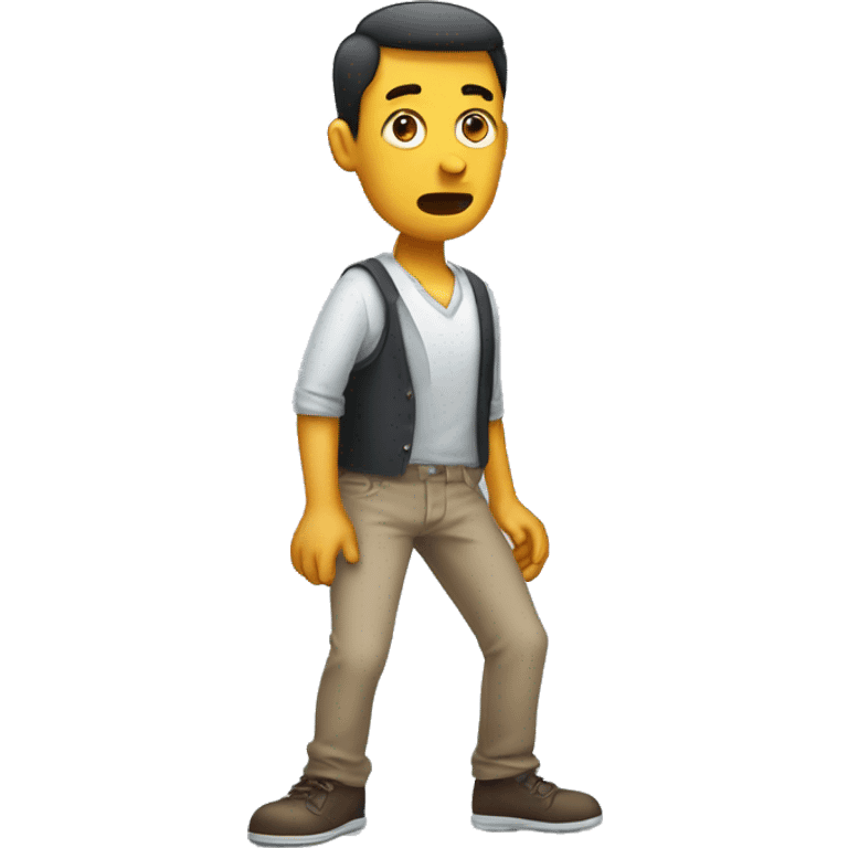 
man with a confused face because he put two legs in one pant leg emoji