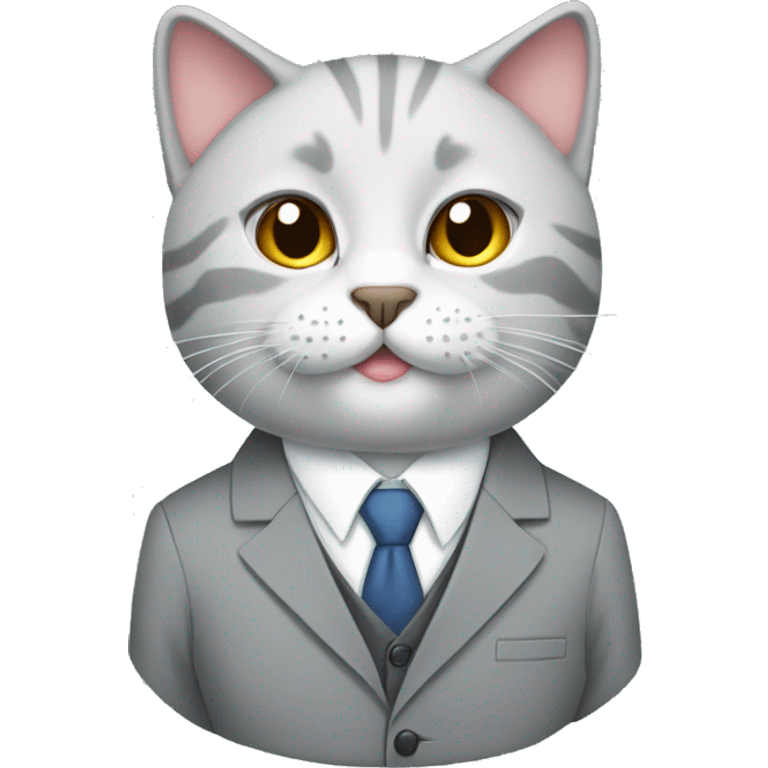 British cat wearing office suit  emoji