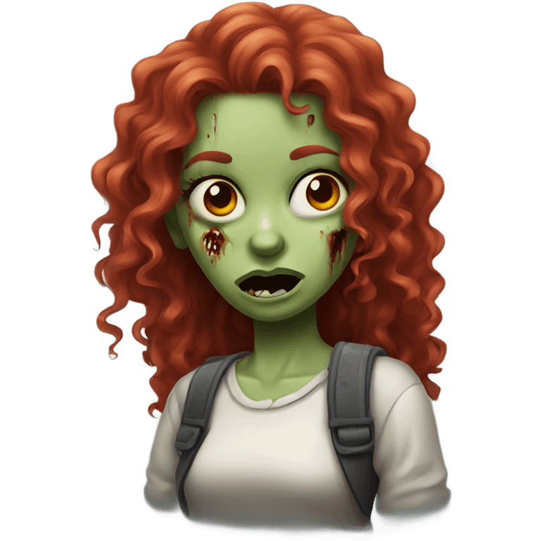 Zombie girl with long red curly hair emoji