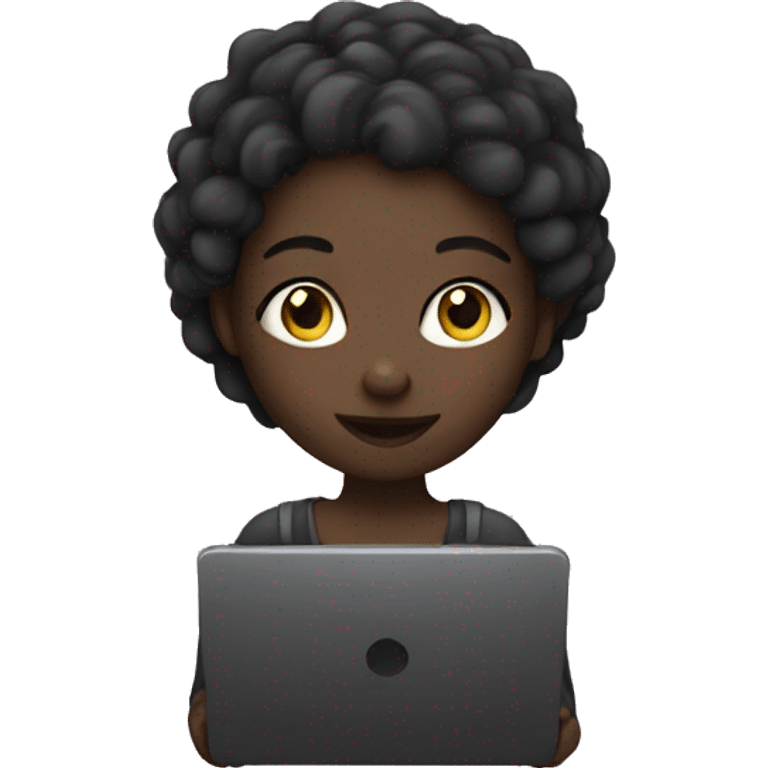 Dark girl holding laptop  emoji