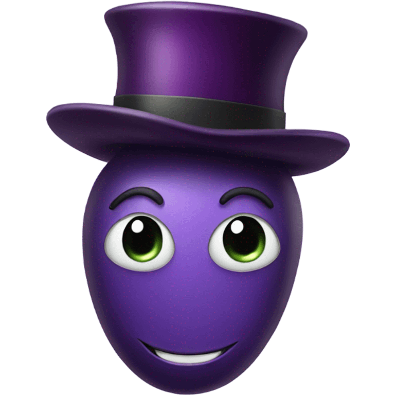 Eggplant emoji with a top hat emoji