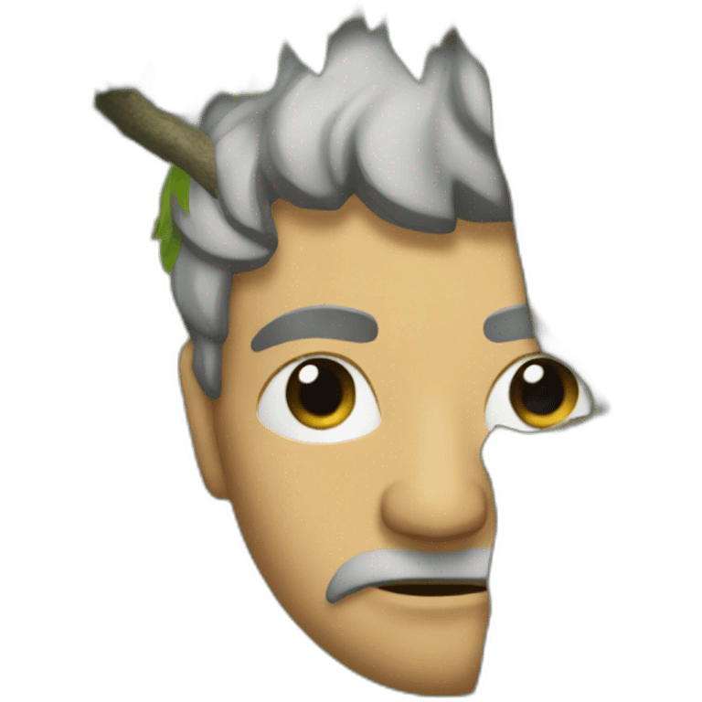 medieval serious man hidden behind tree emoji