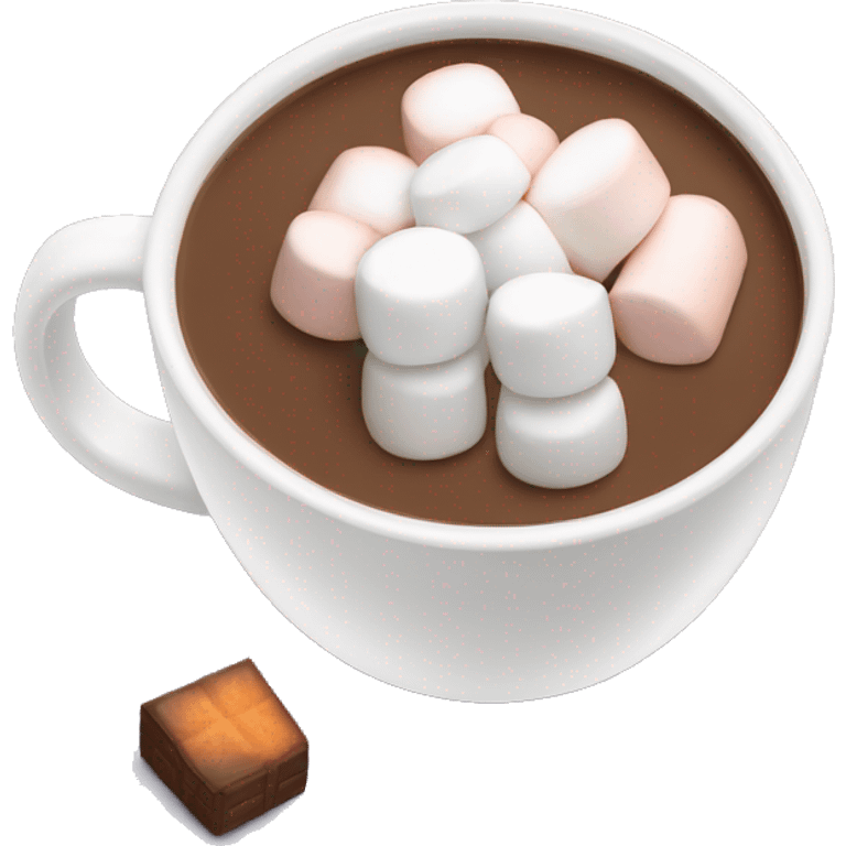 White mug with hot cocoa and marshmallows in it emoji