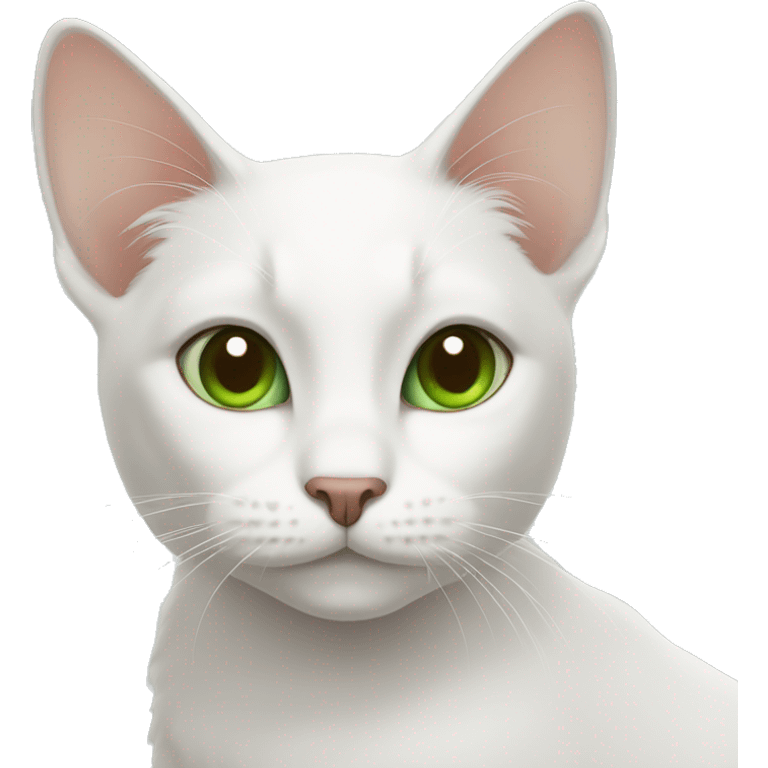 White cat. Green eyes. Brown ears and top sides of head emoji