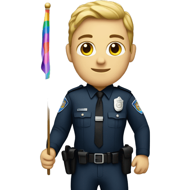 White police officer holding pride flag emoji