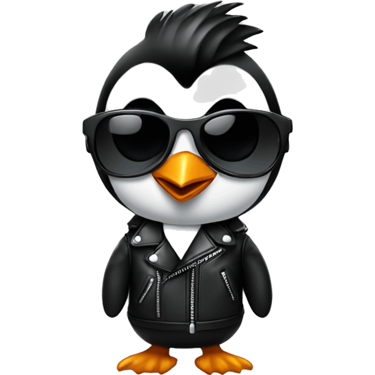 greaser penguin with pompadour, sunglasses and a leather jacket emoji