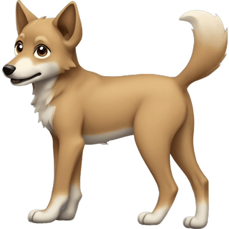 4 legs a light brown puppy-like wolf with black hair on its ears emoji