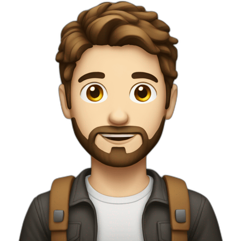 Boy developer with brown hair and beard and laptop emoji