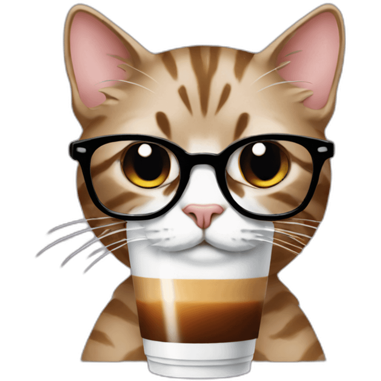 hipster cat drinking iced coffee emoji