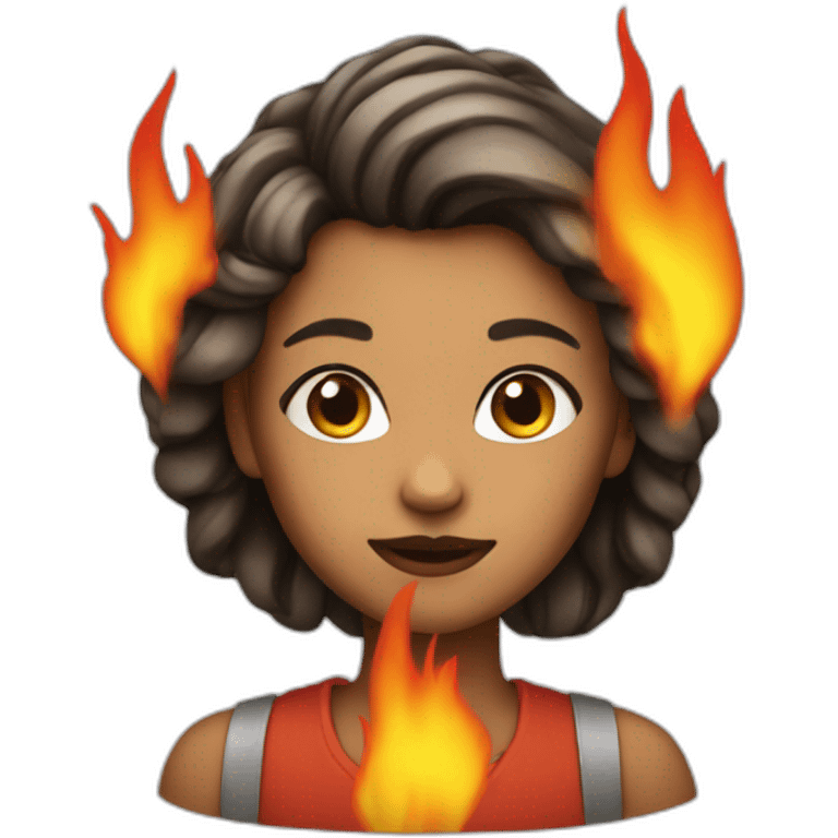 girl with fire instead of hair emoji