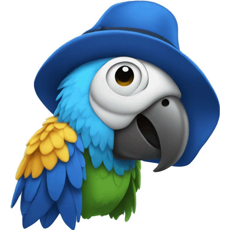 A supposed looking parrot with blue hat emoji