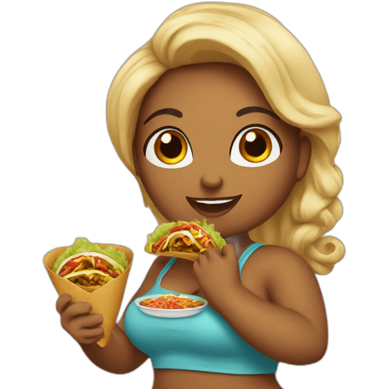 Curvy girl eating tacos on valentines  emoji