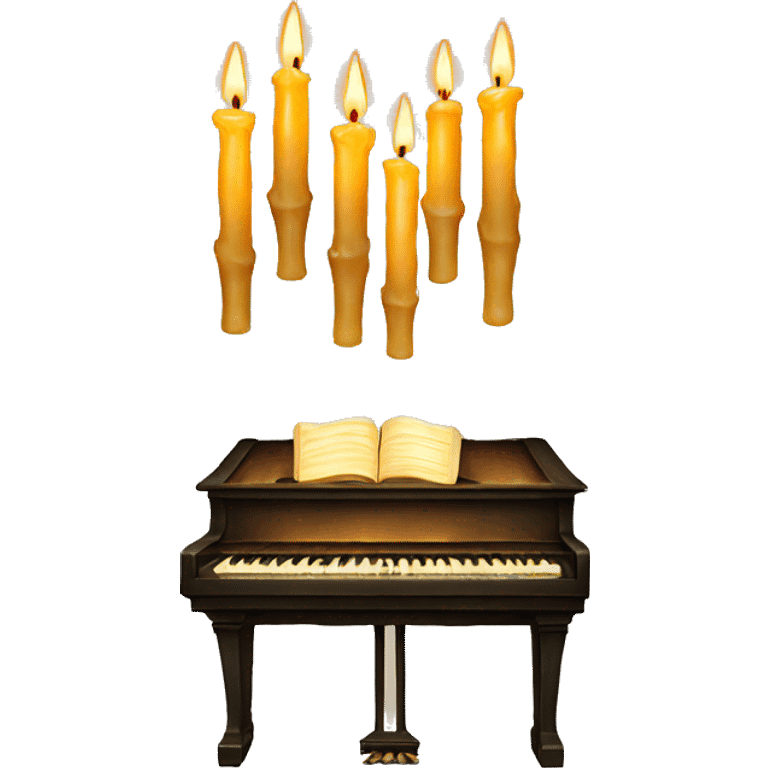 vintage piano with melted candles on top emoji