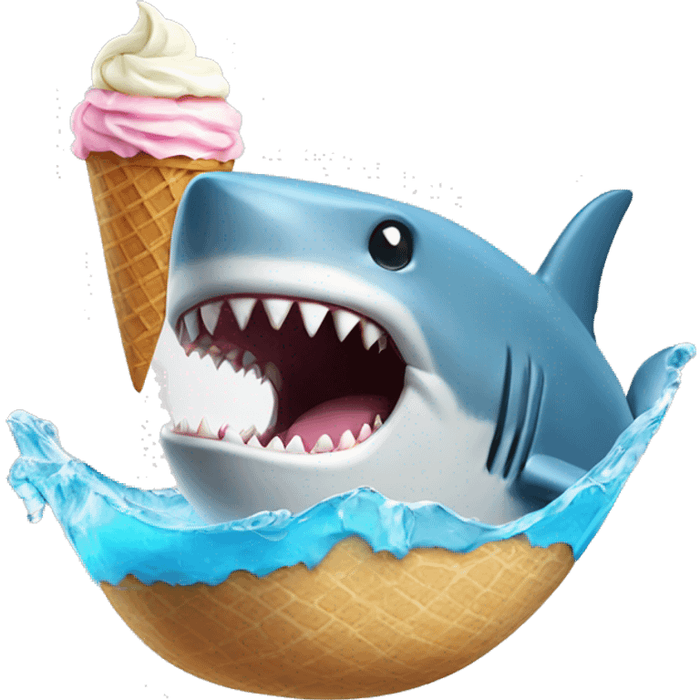 Shark with ice cream emoji