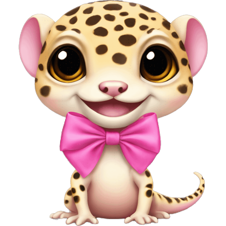 Leopard gecko with pink bow emoji