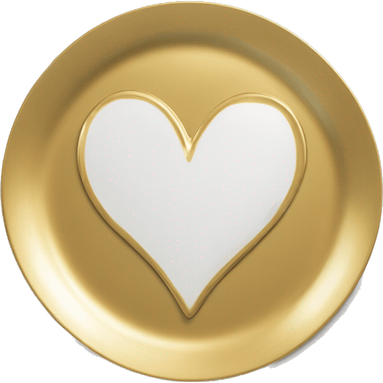 Realistic laying flat empty gold heart charger plate. emoji