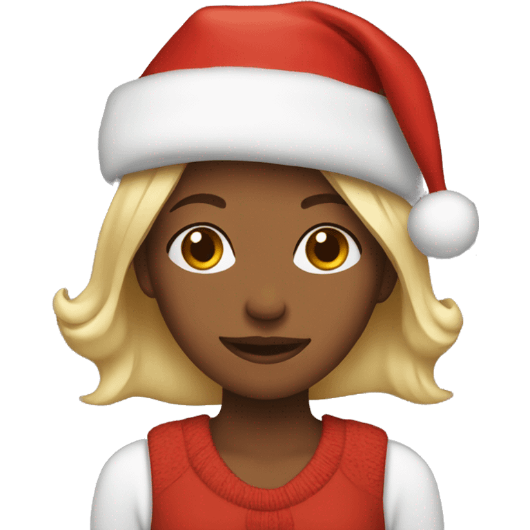 Girl wearing Christmas hat  emoji