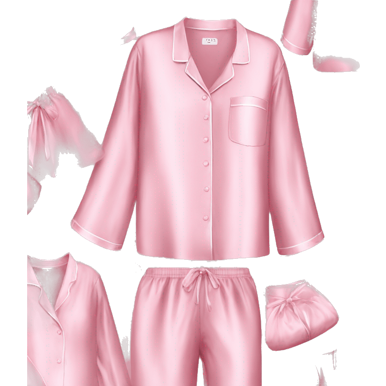 Light pink silk pyjamas set emoji