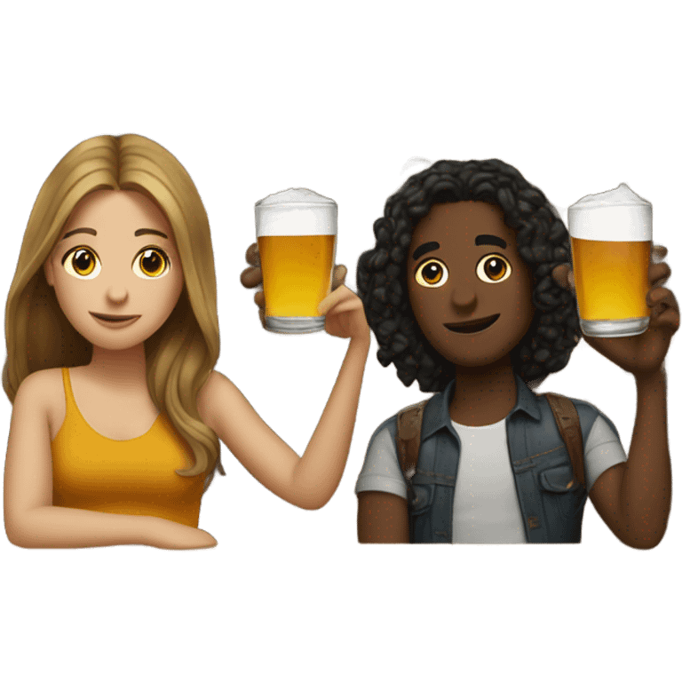 3 friends at a bar drinking 1 white boy 1 white girl 1 brown girl emoji