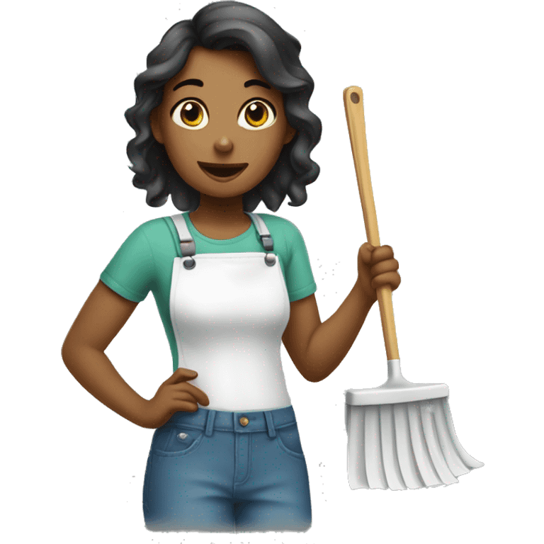 Girl doing house chores emoji