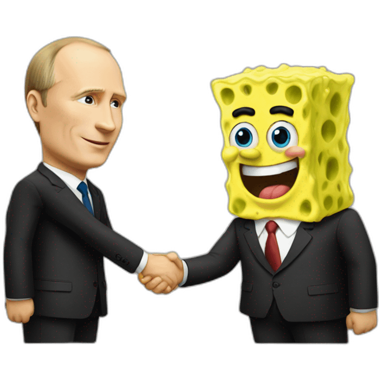 Putin handshake with spongebob emoji