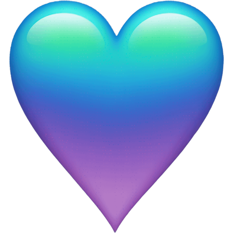 Blue gradient heart with little bit of green in the middle emoji