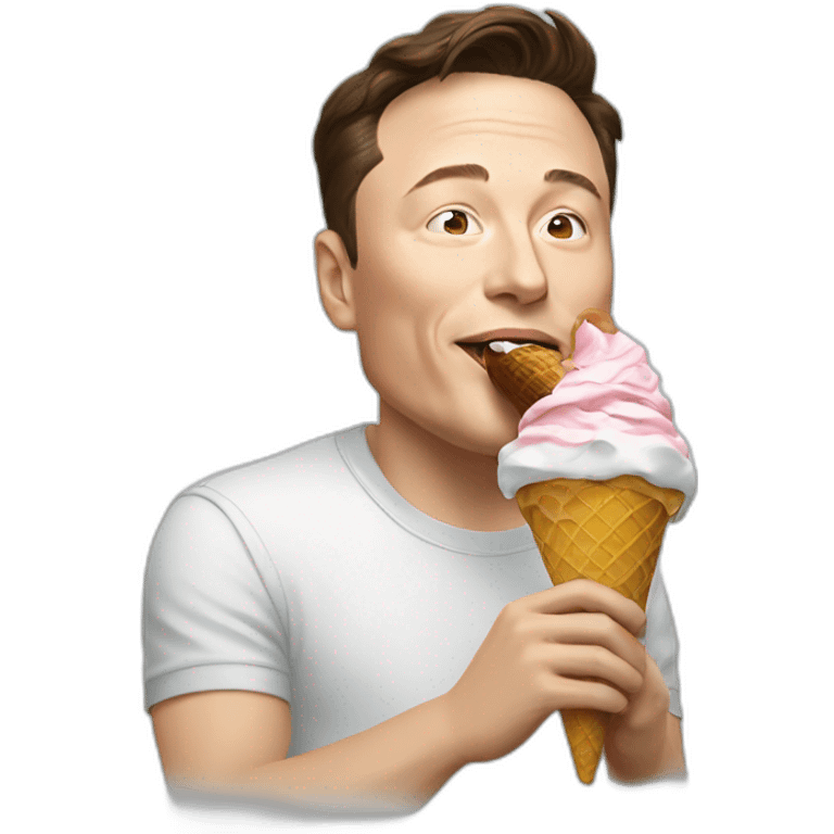 Elon musk eating an ice cream emoji