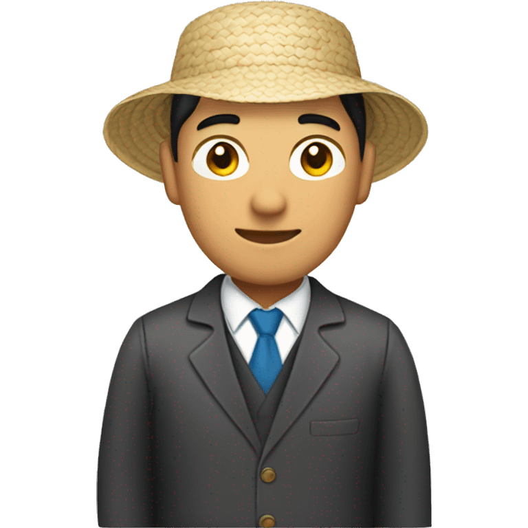 Asian rice farmer wearing suit emoji