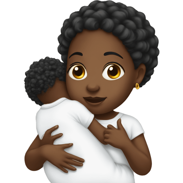 Black girl with white baby emoji