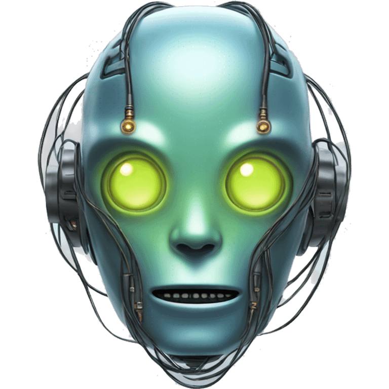 Alien robot head with glowing wires emoji