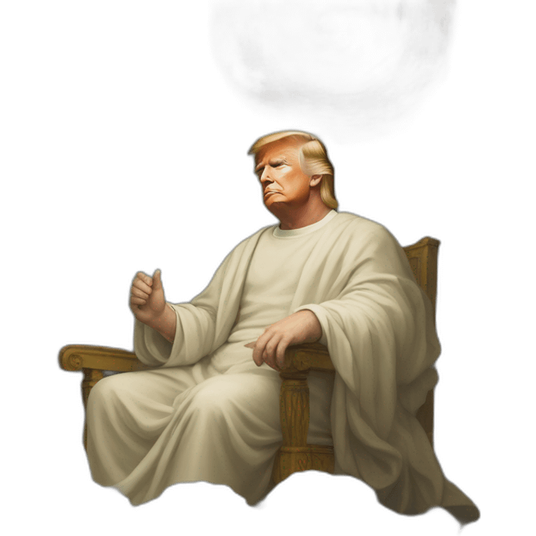 Donald trump as god, heaven, portrait, renaissance painting, van gogh emoji