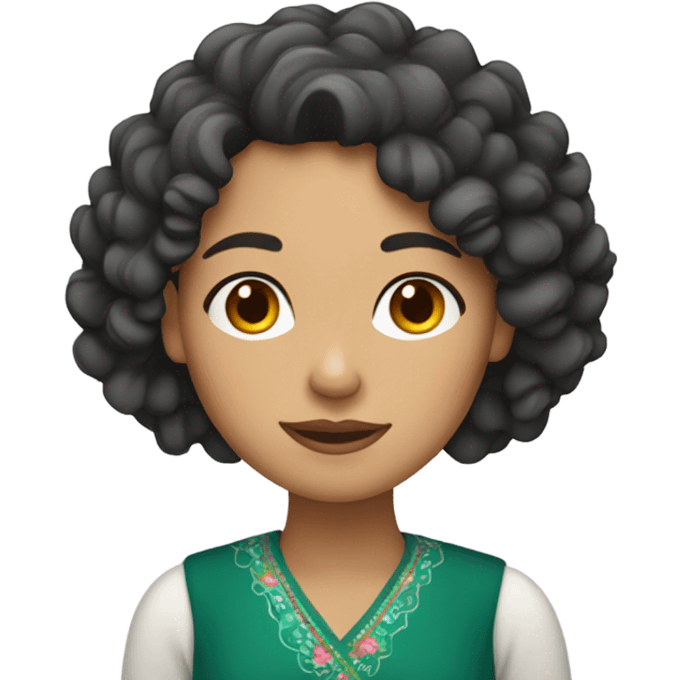 Mexican Chinese woman curly hair emoji