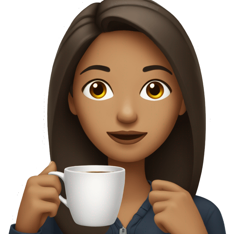 brunette woman drinking coffee emoji