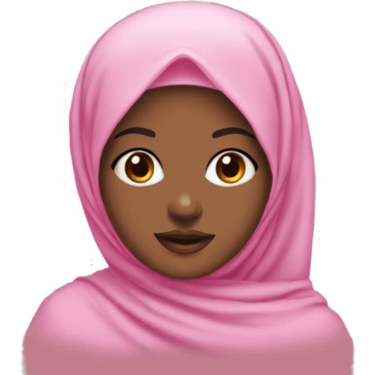 girl with brown eyes and pink lips wearing pink hijab  emoji