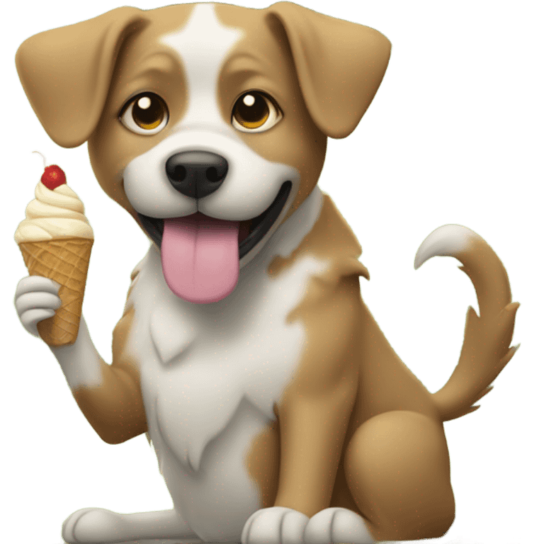 Dog eating ice cream under a tree emoji