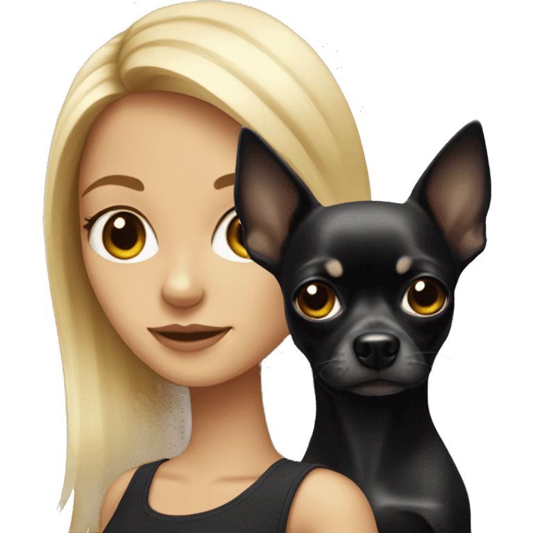 Blonde girl with black chihuahua emoji