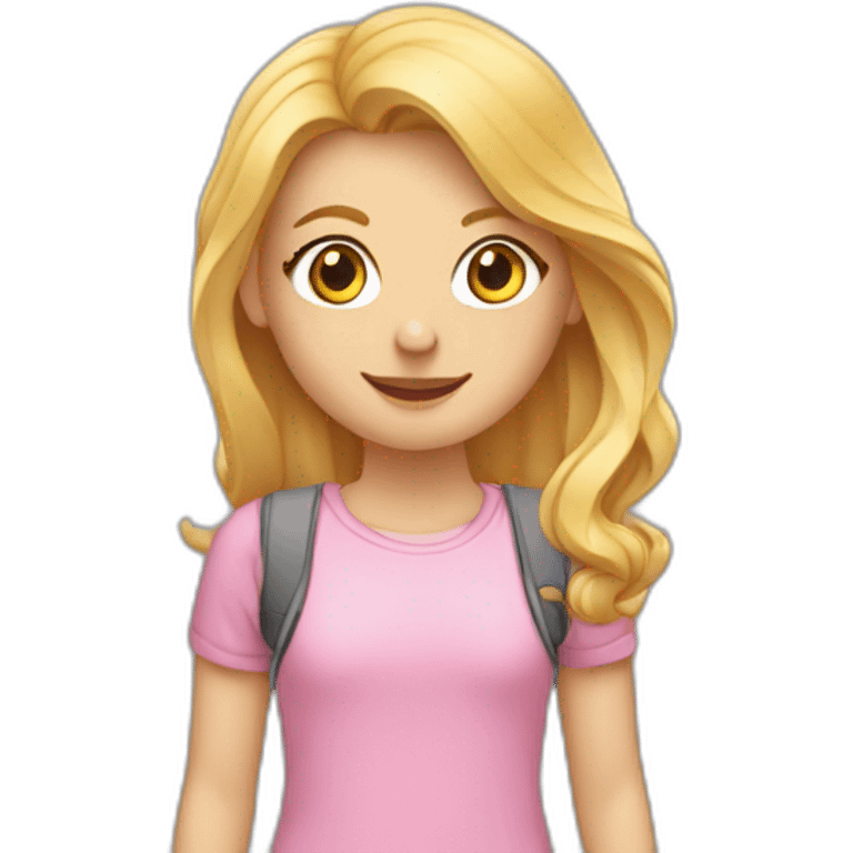 Meisje met blond haar en vlecht met Wandelschoenen emoji